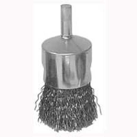 Weiler 36047 Wire Wheel Brush, 3/4 in Dia, 1/4 in Arbor/Shank, 0.014 in Dia Bristle, Carbon Steel Bristle