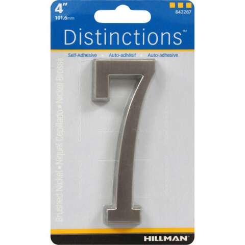 Hillman Distinctions 4 in. Silver Zinc Die-Cast Self-Adhesive Number 7 1 pc, Pack of 3