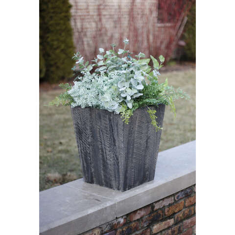 Suncast Farmington 18 in. H X 16 in. W X 16 in. D Resin Farmhouse Planter Gray