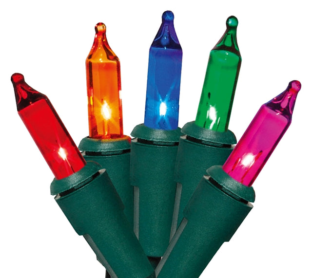 Hometown Holidays U10Y082A Mini Light Set, Christmas, 120 V, 40.8 W, 100-Lamp, Incandescent, Blue/Green/Pink/Red/Yellow