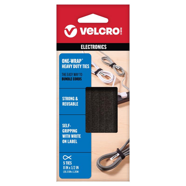 VELCRO Brand ONE-WRAP Small Nylon Strap 8 in. L 5 pk