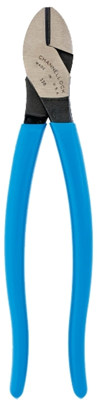 Channellock 338 Diagonal Cutting Plier, 8 in OAL, Blue Handle, Ergonomic Handle, 1.18 in W Jaw, 0.79 in L Jaw