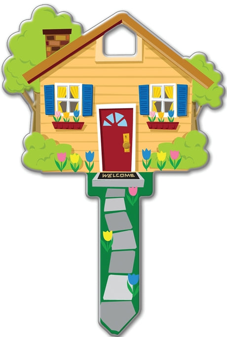 Lucky Line Key Shapes Series B105K Key Blank, House, Brass, Enamel-Coated, For: Kwikset Locks, Pack of 5