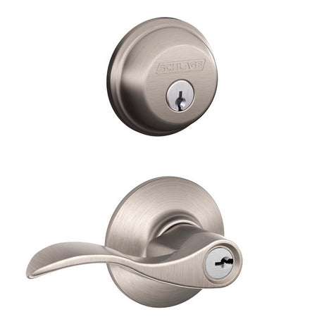 Schlage Accent Satin Nickel Deadbolt and Entry Door Knob 1-3/4 in.