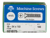 HILLMAN No. 10-24 X 1/2 in. L Phillips Flat Head Zinc-Plated Steel Machine Screws 100 pk