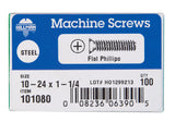 HILLMAN No. 10-24 X 1-1/4 in. L Phillips Flat Head Zinc-Plated Steel Machine Screws 100 pk