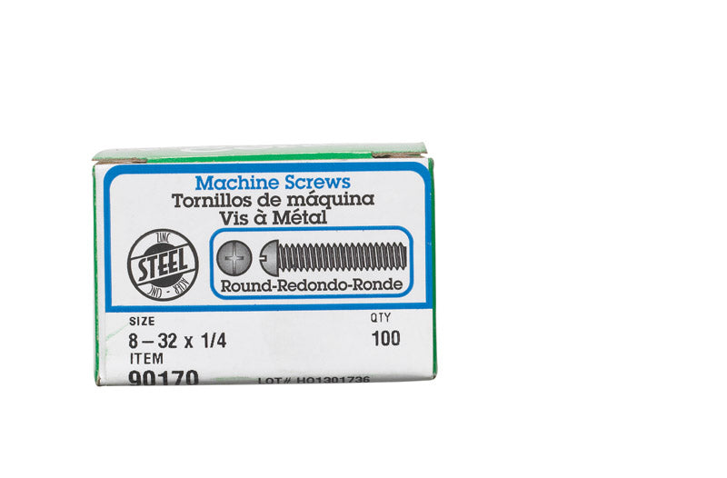 HILLMAN No. 8-32 X 1/4 in. L Combination Round Head Zinc-Plated Steel Machine Screws 100 pk