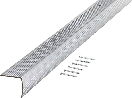 M-D 78105 Stair Edging, 72 in L, 1-1/8 in W, Aluminum, Silver