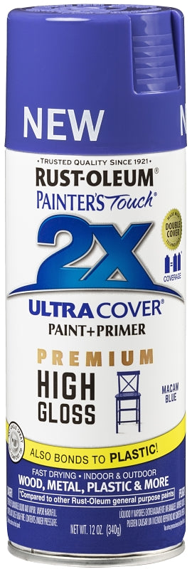 Rust-Oleum 355057 Spray Paint, High-Gloss, Macaw Blue, 12 oz Can