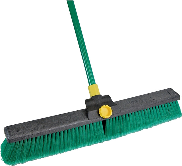 Quickie Bulldozer 00628 Push Broom, 18 in Sweep Face, Polypropylene Bristle, Steel Handle