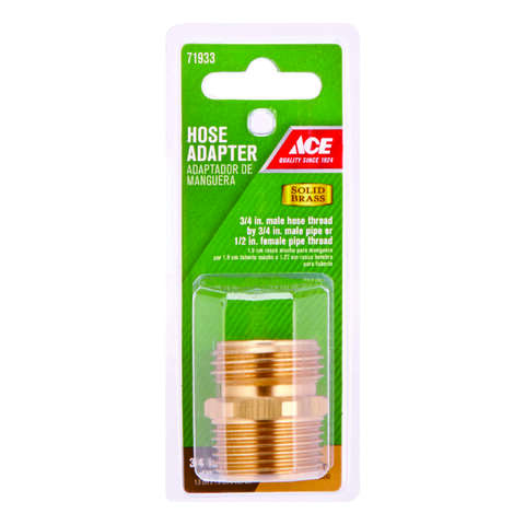 Ace 3/4 in. MHT x 3/4 in. MPT x 1/2 in. FPT in. Brass Threaded Hose Adapter, Pack of 5