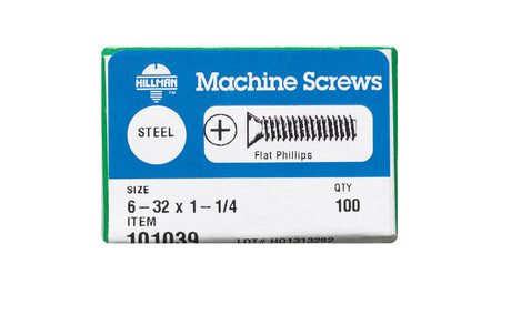 HILLMAN No. 6-32 X 1-1/4 in. L Phillips Flat Head Zinc-Plated Steel Machine Screws 100 pk