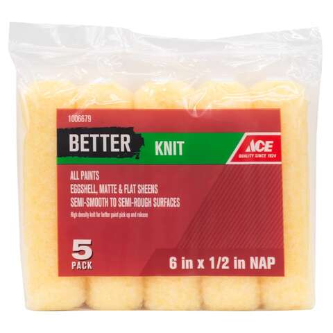 Ace Better Knit 6 in. W X 1/2 in. Mini Paint Roller Cover 5 pk, Pack of 4