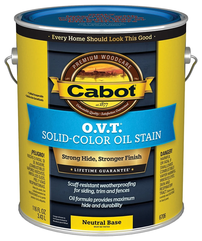 Cabot O.V.T. 140.0006706.007 Oil Stain, Flat, Neutral Base, Liquid, 1 gal, Pack of 4