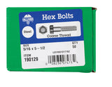 HILLMAN 5/16 in. D X 5-1/2 in. L Zinc Plated Steel Hex Bolt 50 pk