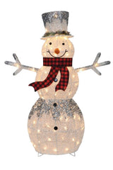 Santas Forest 56920 Pre-Lit Glitter Frosted Snowman, White, LED, Internal Light