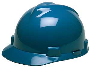 MSA SWX00307/475359 Hard Hat, 4-Point Textile Suspension, HDPE Shell, Blue, Class: E