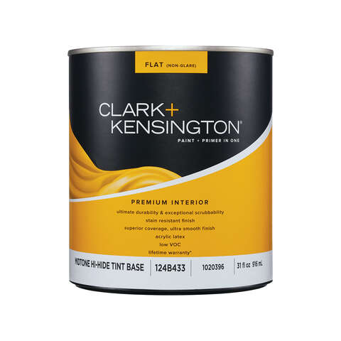 Clark+Kensington Flat Tint Base Mid-Tone Base Premium Paint Interior 1 qt, Pack of 4