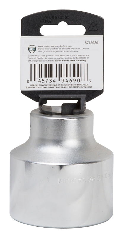 Vulcan MT-SM6055 Drive Socket, 55 mm Socket, 3/4 in Drive, 12-Point, Chrome Vanadium Steel, Chrome