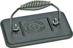 Lodge LGP3 Grill Press, 6-3/4 in L, 4-1/2 in W, Rectangular, Iron, Cool Grip Handle