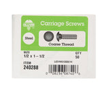 HILLMAN 1/2 in. X 1-1/2 in. L Zinc-Plated Steel Carriage Bolt 50 pk