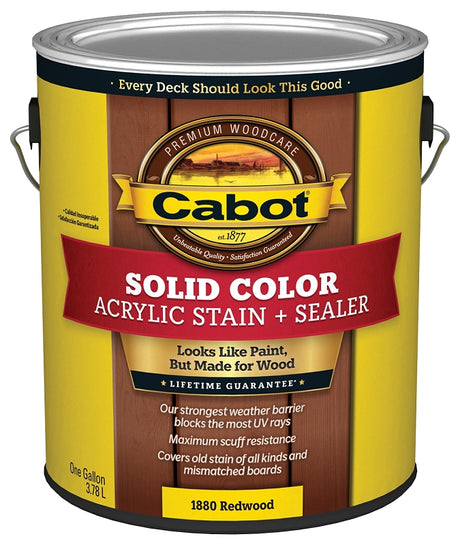 Cabot 1800 Series 140.0001880.007 Solid Color Decking Stain, Low-Lustre, Redwood, Liquid, 1 gal, Can, Pack of 4