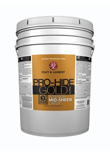 Pratt & Lambert Pro-Hide Gold Ultra Series 0000Z9583-20 Interior Paint, Mid Sheen, Neutral, 5 gal