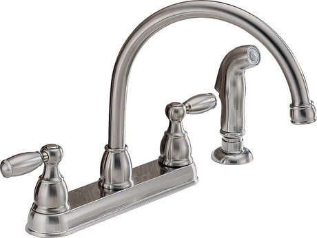 Delta Peerless Claymore Series P299575LF-SS Kitchen Faucet, 1.8 gpm, 2-Handle, Stainless Steel, Deck