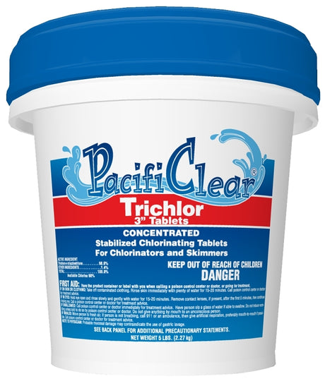 PacifiClear F008005040PC Trichlor Chlorine Sanitizer, 5 oz Pail, Tablet, Pack of 8