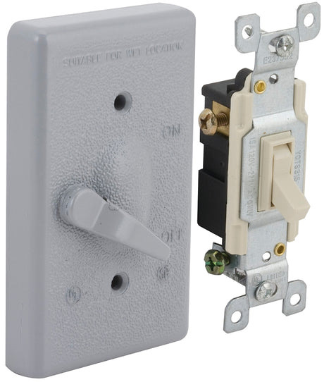 Hubbell 5141-5 Cover, Toggle, 4-39/64 in L, 2-53/64 in W, 1-Gang, Metal, Gray, 6/CD, Powder-Coated