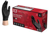 Ammex BX346100 Disposable Gloves, L, Nitrile, Powder-Free, Black, 9-1/2 in L