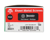 HILLMAN No. 12 X 1 in. L Phillips Flat Head Sheet Metal Screws 100 pk