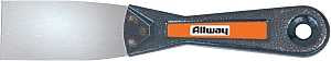 ALLWAY T15F Putty Knife, 1-1/2 in W Blade, Brown/Silver Handle, Steel Blade, Steel Handle