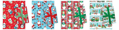 Santas Forest 67905 Juvenile Gift Wrap, Paper, Assorted, Matte, Pack of 48