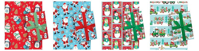 Santas Forest 67905 Juvenile Gift Wrap, Paper, Assorted, Matte, Pack of 48