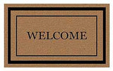 Fanmats 58773 Door Mat with Border, 30 in L, 18 in W, Black Flocked Pattern, Coir Surface