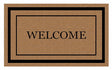 Fanmats 58773 Door Mat with Border, 30 in L, 18 in W, Black Flocked Pattern, Coir Surface