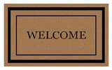 Fanmats 58773 Door Mat with Border, 30 in L, 18 in W, Black Flocked Pattern, Coir Surface