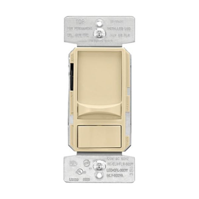 Eaton Wiring Devices SUL06P-V-KB-L Slide Dimmer, 120 V, 300, 600 W, CFL, Halogen, Incandescent, LED Lamp, 3-Way, Ivory
