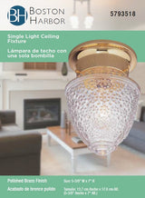 Boston Harbor RF-F-013-PB-3L Ceiling Light Fixture, 0.5 A, 120 V, 60 W, 1-Lamp, A19 or CFL Lamp, Metal Fixture