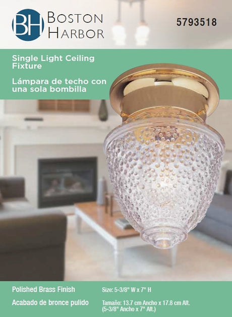 Boston Harbor RF-F-013-PB-3L Ceiling Light Fixture, 0.5 A, 120 V, 60 W, 1-Lamp, A19 or CFL Lamp, Metal Fixture