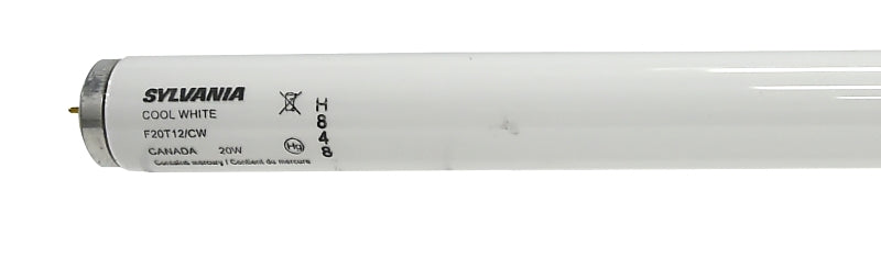 Sylvania 22015 Fluorescent Bulb, 20 W, T12 Lamp, Medium Lamp Base, 1044 Lumens, 4200 K Color Temp, Cool White, Pack of 6