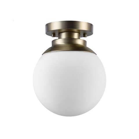 Globe Electric Portland 9.91 in. H X 8 in. W X 8 in. L Brass White Ceiling Light