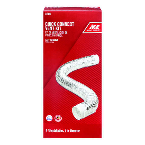 Ace 96 in. L X 4 in. D Silver/White Aluminum Dryer Vent Kit