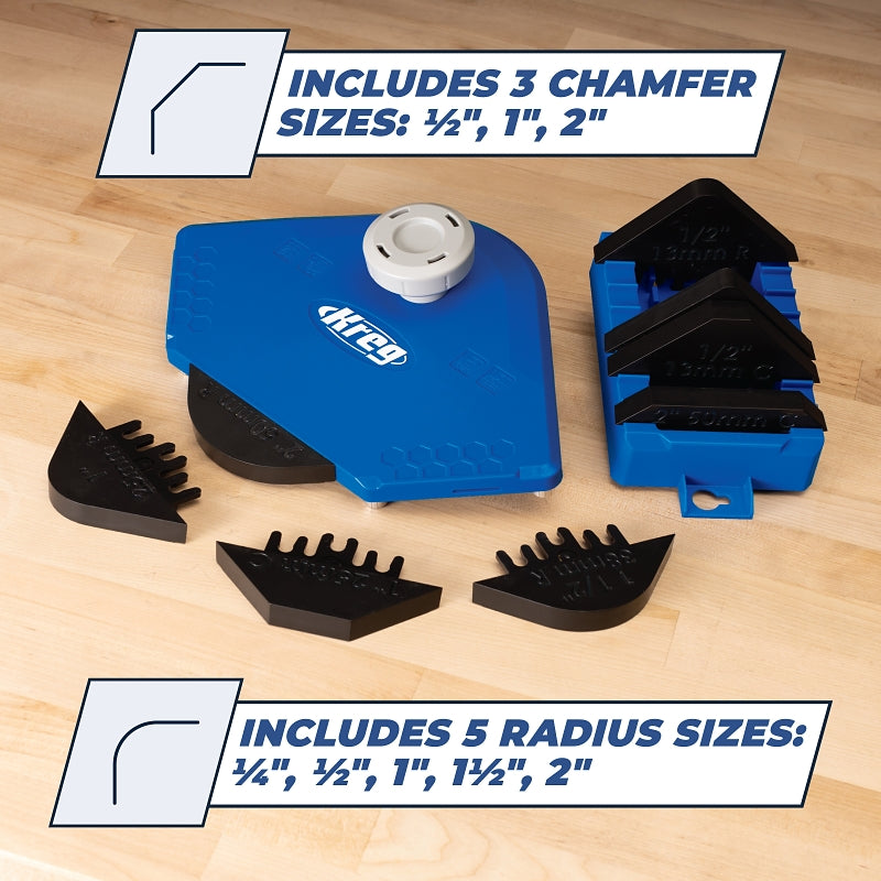 Kreg PRS1000 Corner Routing Guide Set, ABS, For: Kreg Flush Trim Bits, Handheld Routers, Trim Routers, Router Tables