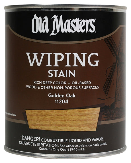 Old Masters 11204 Wiping Stain, Golden Oak, Liquid, 1 qt, Can