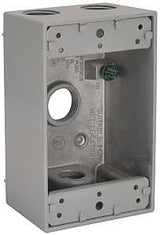 Hubbell 5321-5 Weatherproof Box, 18.3 cu-in, 4-Outlet, 1-Gang, Aluminum, Gray, Powder-Coated