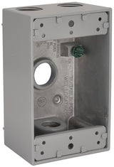 Hubbell 5321-5 Weatherproof Box, 18.3 cu-in, 4-Outlet, 1-Gang, Aluminum, Gray, Powder-Coated