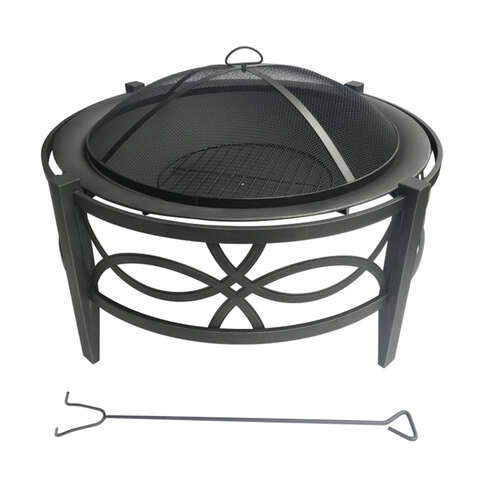 Living Accents 35 in. W Steel Round Wood Fire Pit