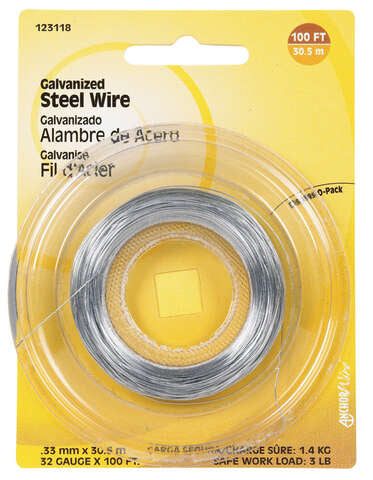 HILLMAN 100 ft. L Galvanized Steel 32 Ga. Wire, Pack of 10